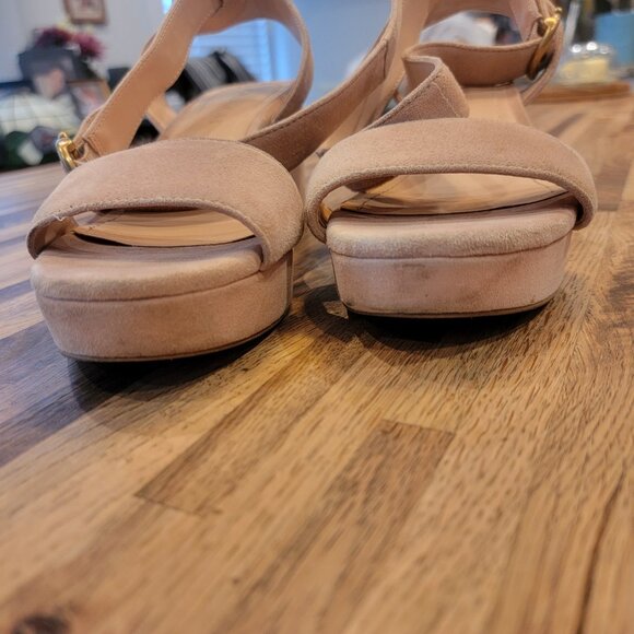 COACH Serena C-Buckle Suede Platform Sandals G4902 Beechwood Tan - Picture 6 of 16
